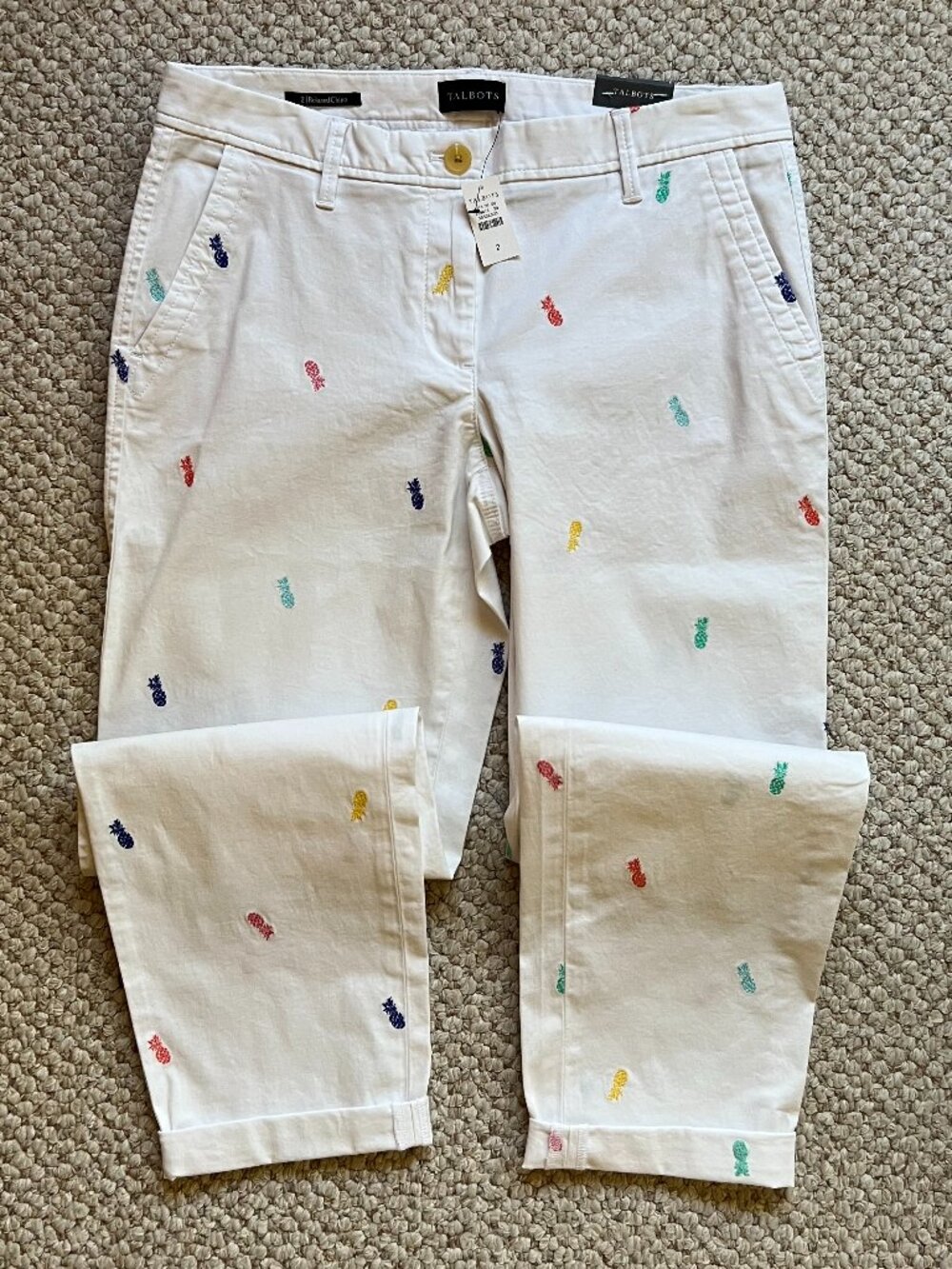 TALBOTS -- Relaxed Chinos-Pineapple Print - 31" Waist -- NEW with Tag